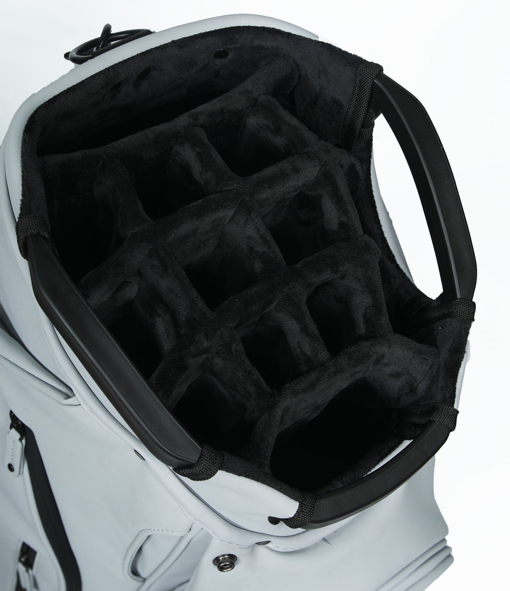 Pearl Grey Golf Cart Bag - 14-Way Suede Lined Top Divider Close-up