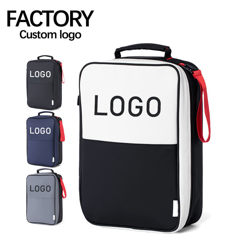 Multi-color golf shoe bag options navy black grey with red zipper