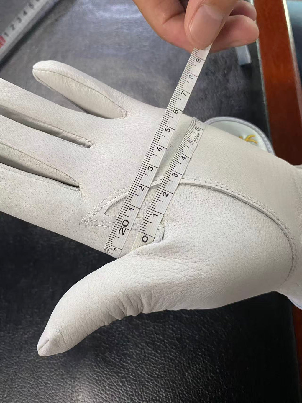 Deerskin Golf Glove with Black Mesh Palm Insert and Diamond-Stitch Wrist Closure