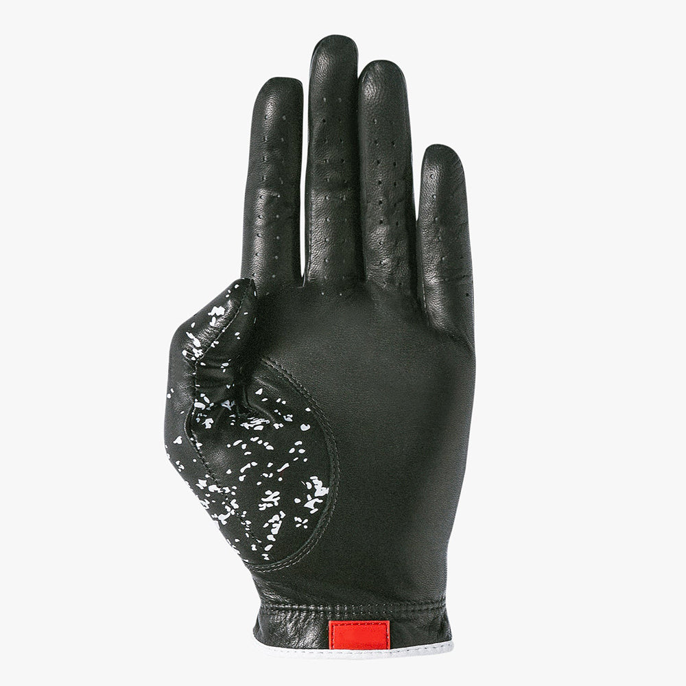 Black Deerskin Golf Glove with Built-In Ball Marker and Splatter Print Back