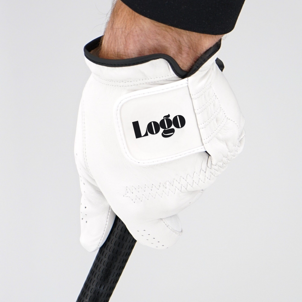 Custom Logo Kangaroo Leather Golf Glove White Clean Minimalist Design OEM ODM for Golf Clubs and Brands