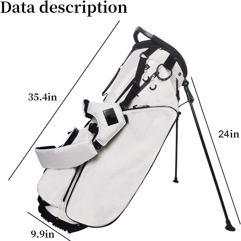 PU Leather Golf Stand Bag with 14-Way Divider Dual Shoulder Strap and Shoe Bag in White