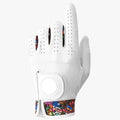 Pro cabretta leather golf glove back view with ball marker
