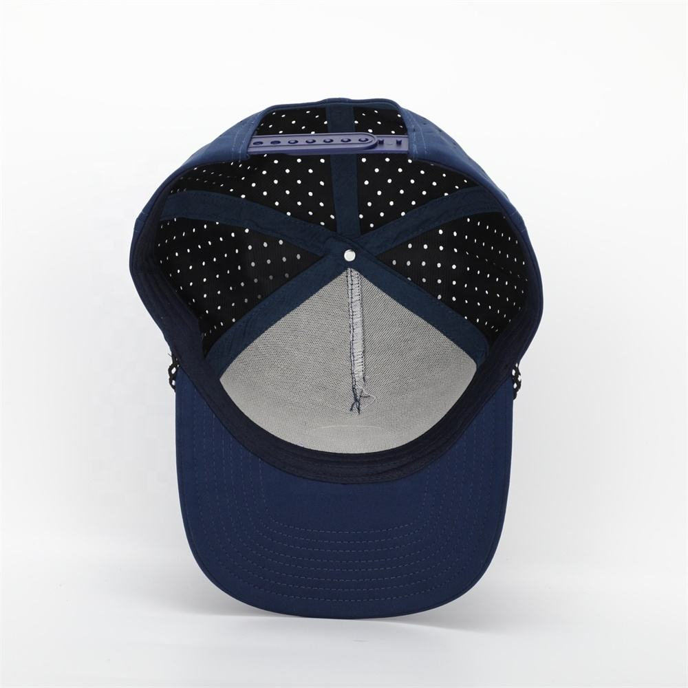 Custom Perforated Snapback Golf Cap with Rope Brim - Interior View