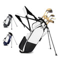 White black golf stand bag waterproof material and weather resistant surface detail