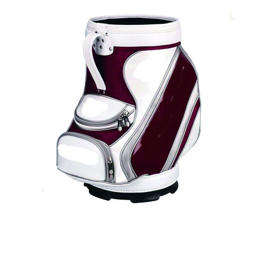Den Caddy Golf Bag Burgundy White Silver - Vintage European Style Dual Pocket