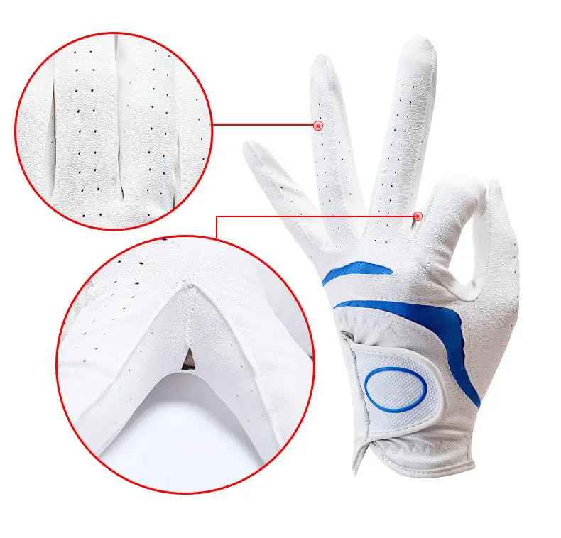 Multi-Color Deerskin Golf Glove with Micro-Perforated Fingers and Elastic Vent Trim