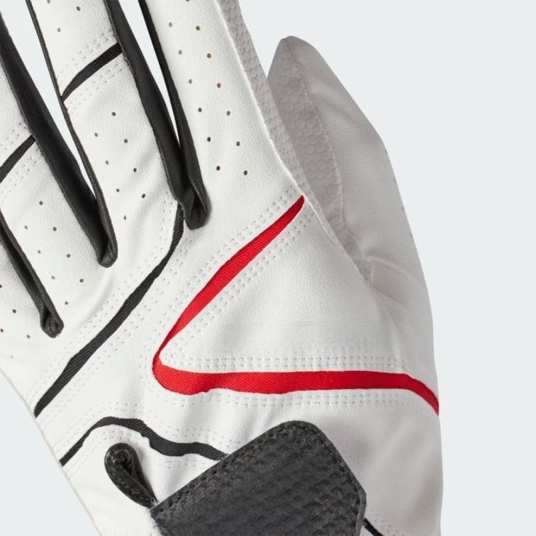 Custom Kangaroo Leather Golf Glove White Red Racing Stripe Design OEM ODM for Golf Clubs