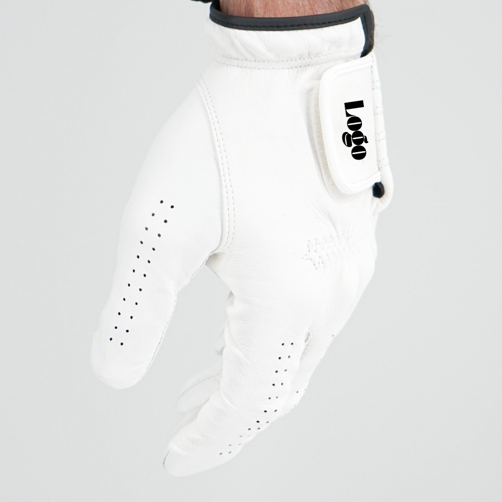 Custom Logo Kangaroo Leather Golf Glove White Clean Minimalist Design OEM ODM for Golf Clubs and Brands