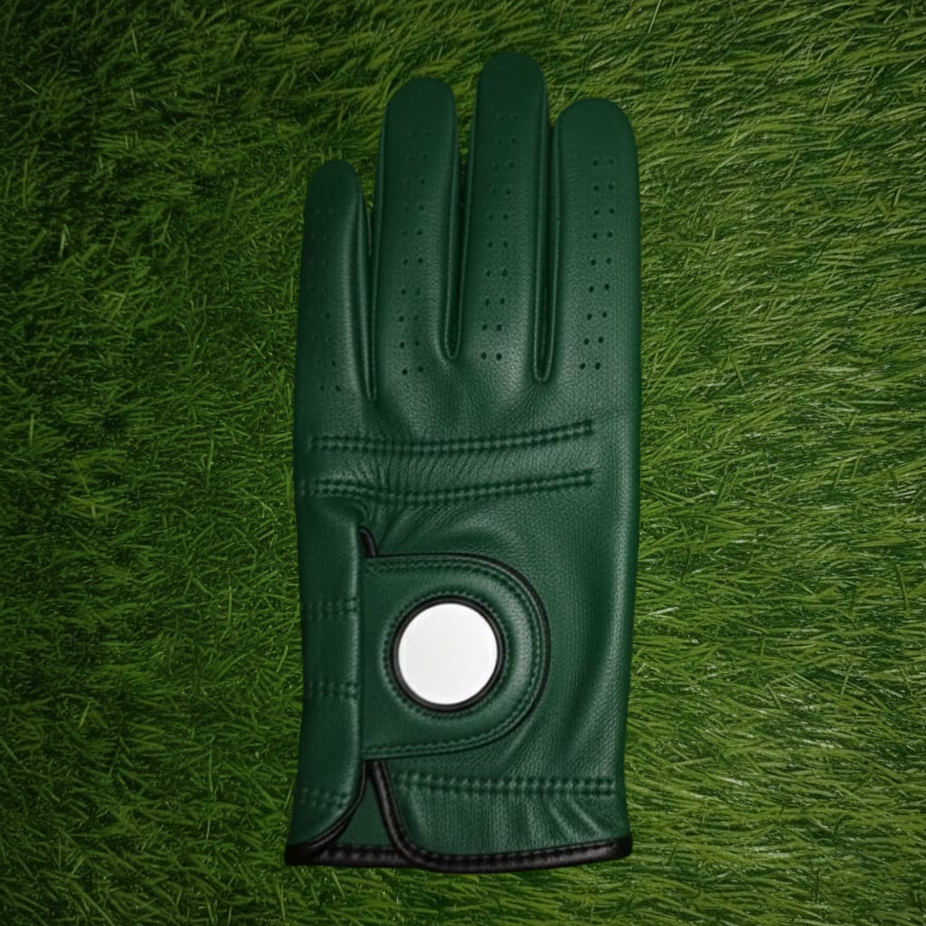 Vibrant Color Deerskin Golf Glove with Ball Marker and Full Custom Branding Options