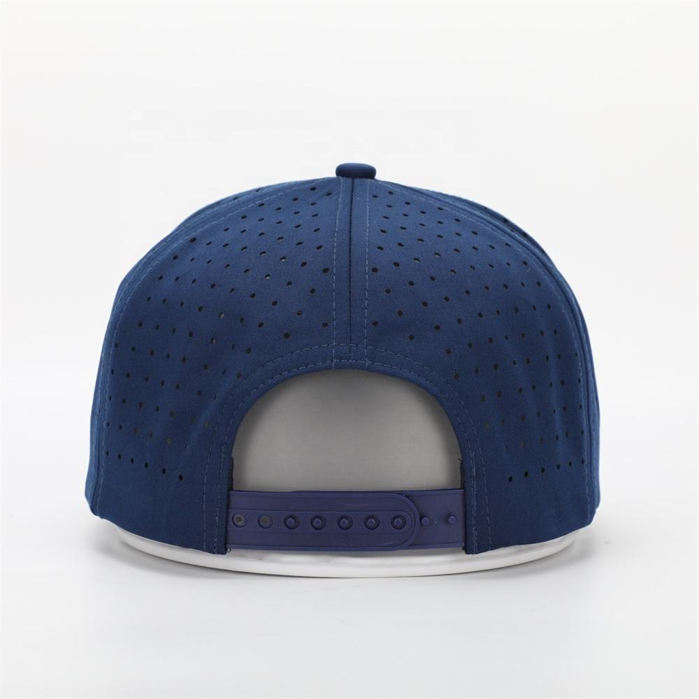 Custom Perforated Snapback Golf Cap with Rope Brim - Back View