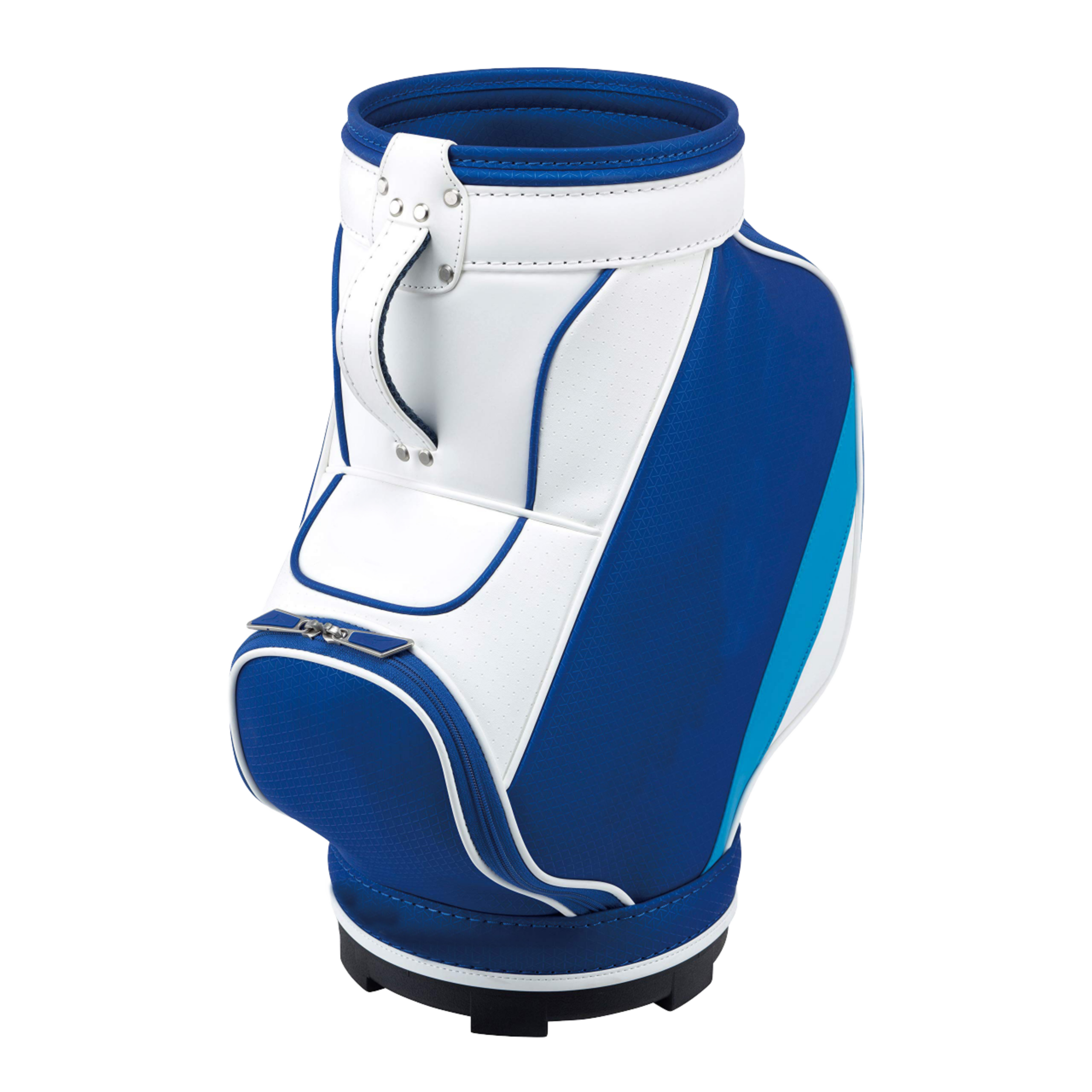 Royal Blue White Den Caddy Golf Bag - Front Angle View White Background