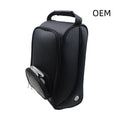 PU leather golf shoe bag OEM side view showing ventilation port