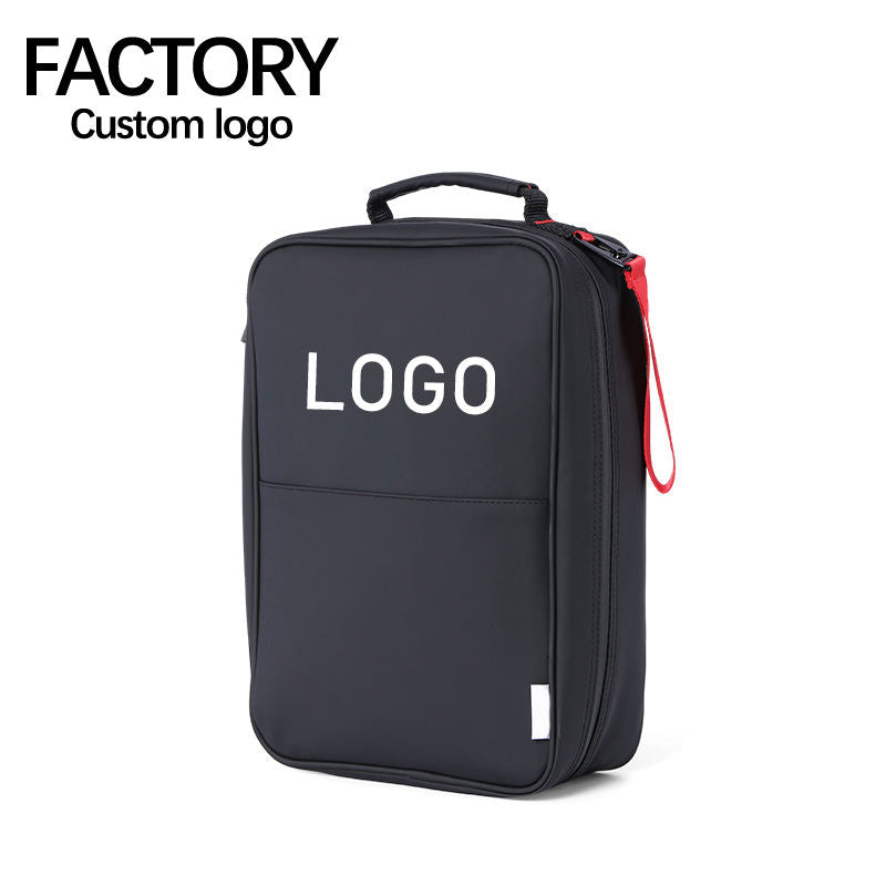 Black structured golf shoe bag factory OEM custom logo