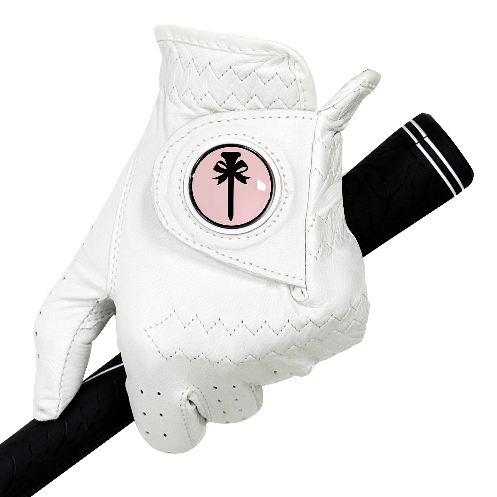 Cabretta Leather Golf Glove for Women with Colored Ball Marker and Gift Box Packaging