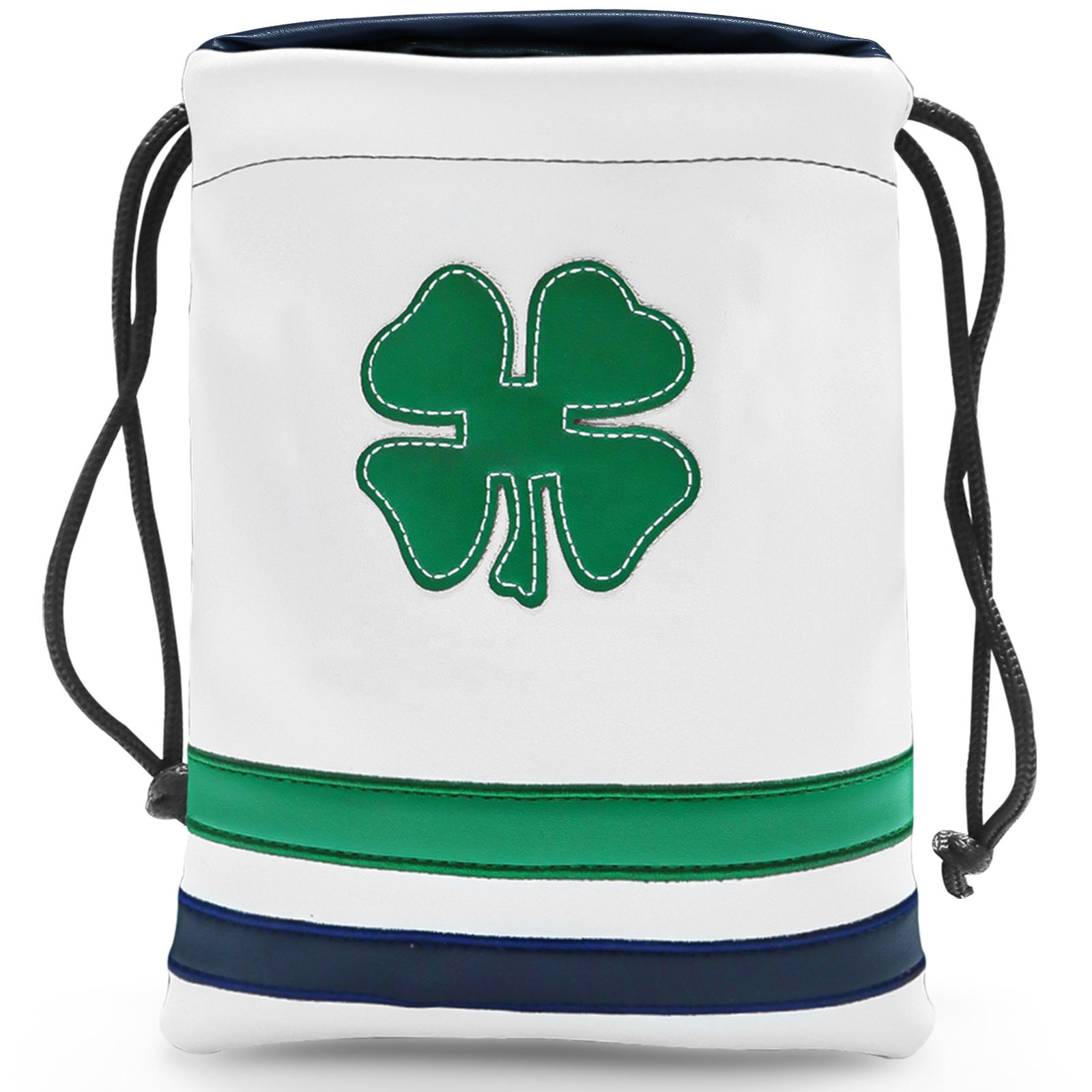 Four leaf clover golf valuables pouch white navy green design