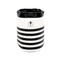 Striped bucket golf valuables pouch black stripe PU leather front view