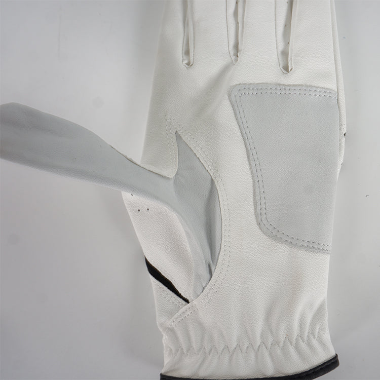 Deerskin Golf Glove with Reinforced Mesh Palm Zones and Black Accent Stitching