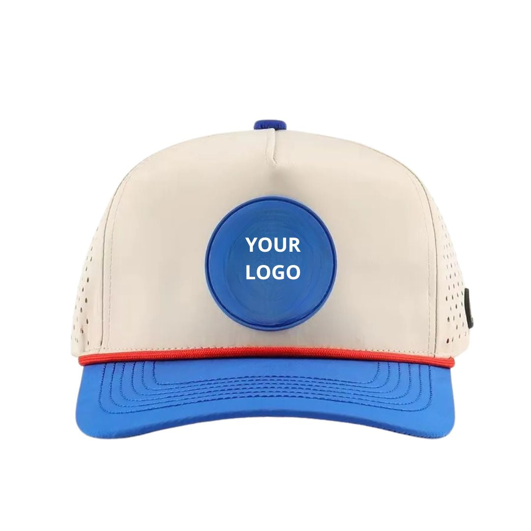 Custom Two-Tone Perforated Golf Cap with PVC Logo Patch - Front View