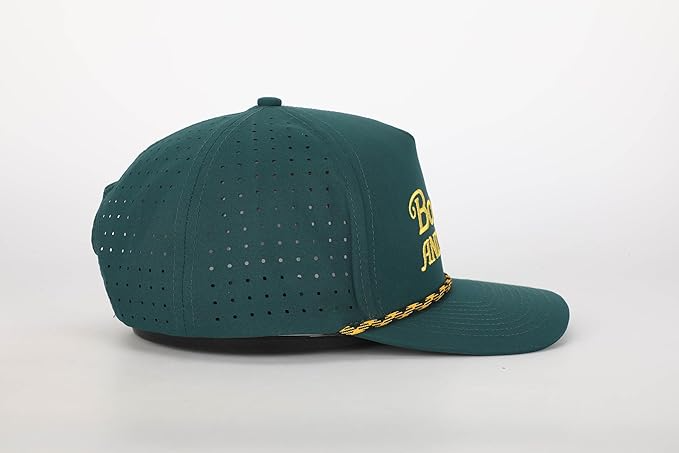 Custom Perforated Golf Cap with Rope Brim - Side View with Logo