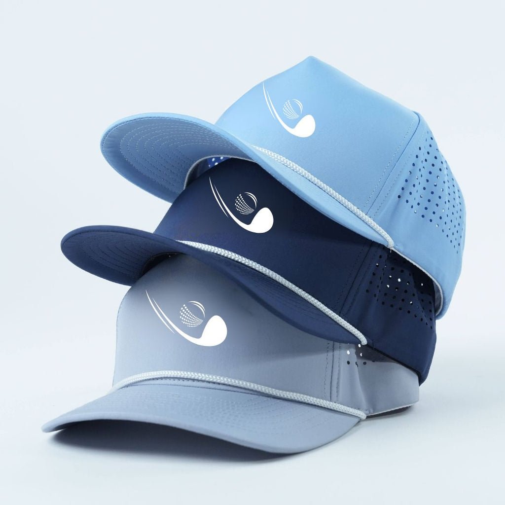 Custom Laser-Perforated Golf Snapback Cap - Three Colors Navy Sky Blue Grey