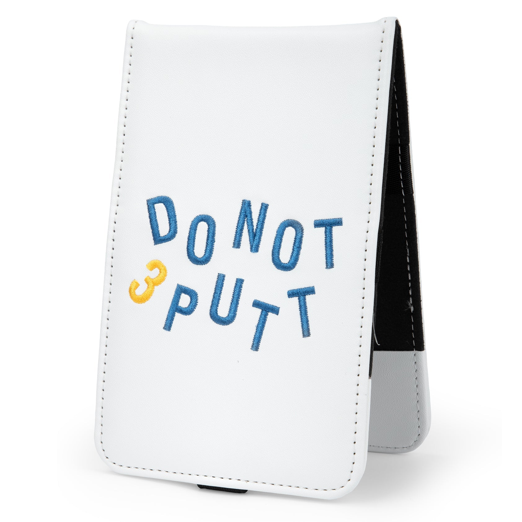 Custom embroidered golf scorecard holder white PU leather