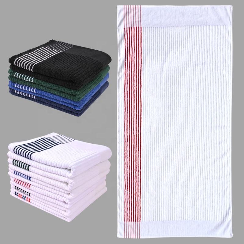 Branded Cotton Stripe Golf Towel 100% Cotton OEM Custom Logo Embroidery 22x42 Inch