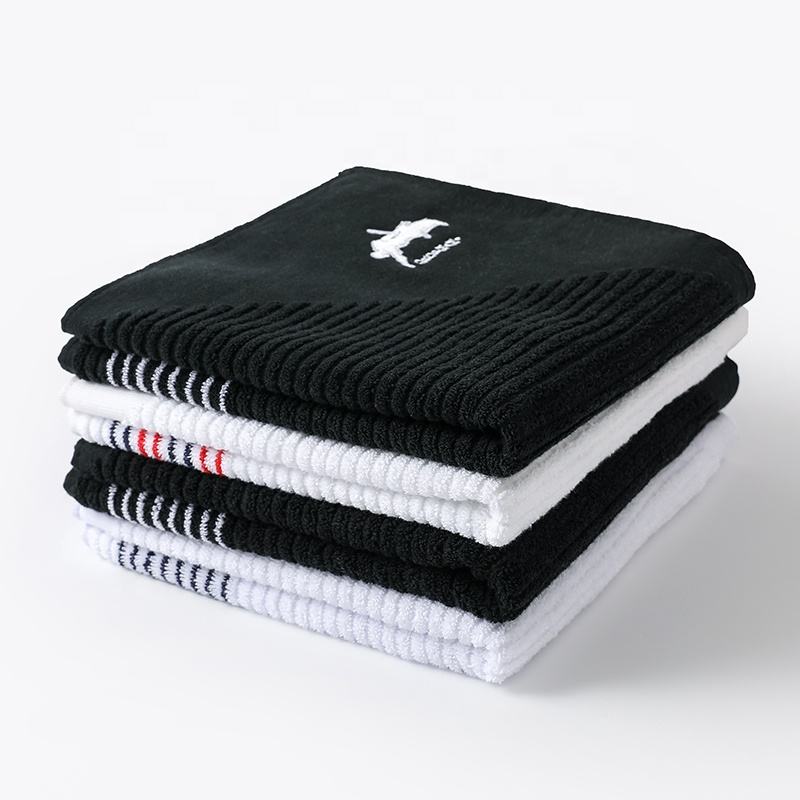 Custom Logo Stripe Golf Towel Cotton Waffle Texture OEM Personalized Bag Towel