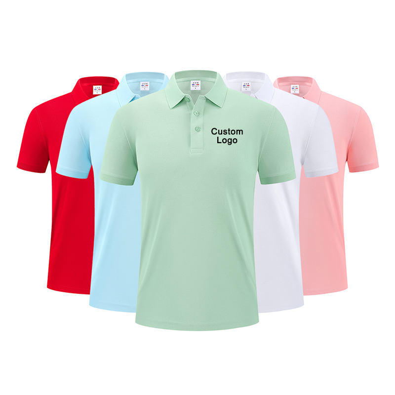 Pink solid golf polo shirt front view custom logo