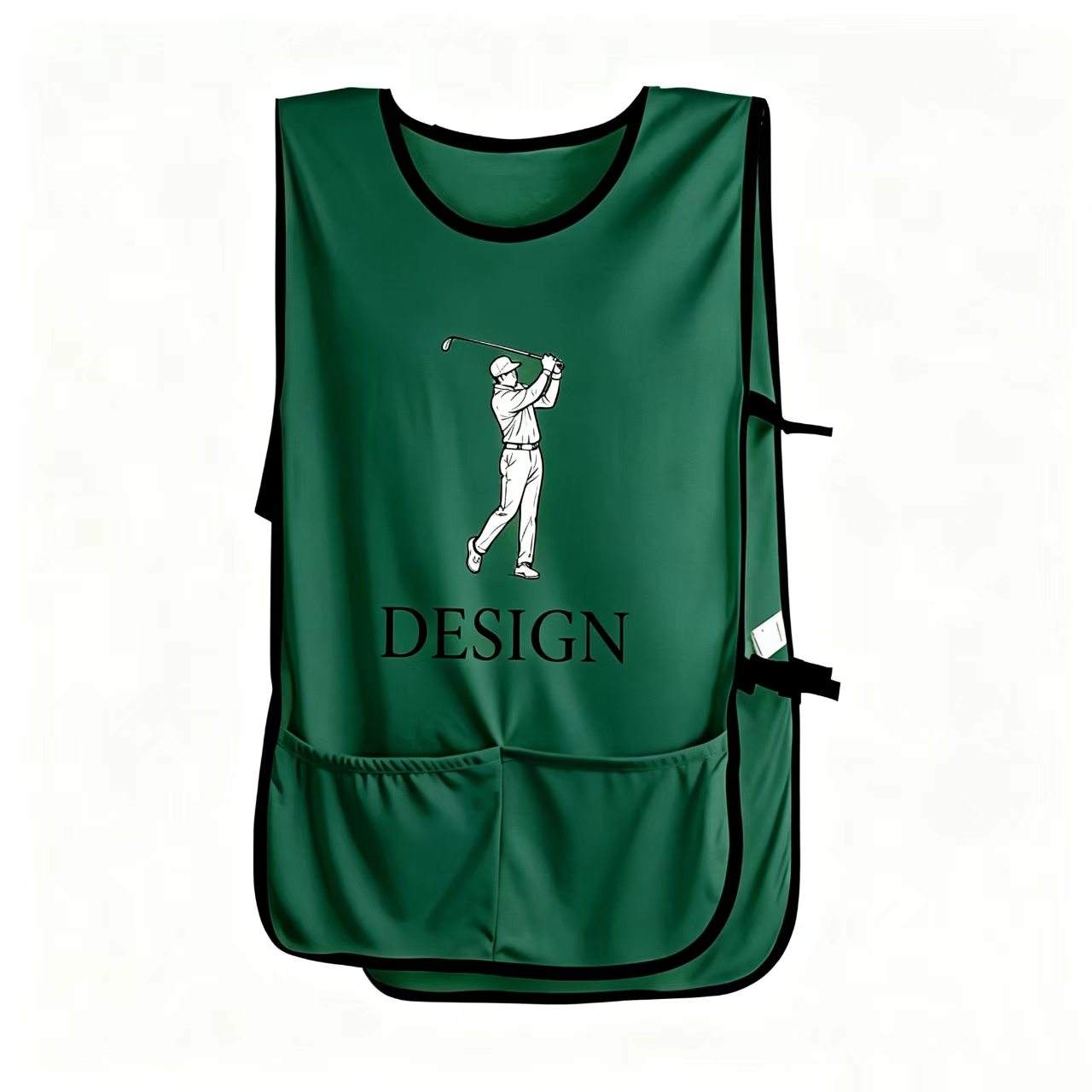 Custom printed golf caddie bib front view