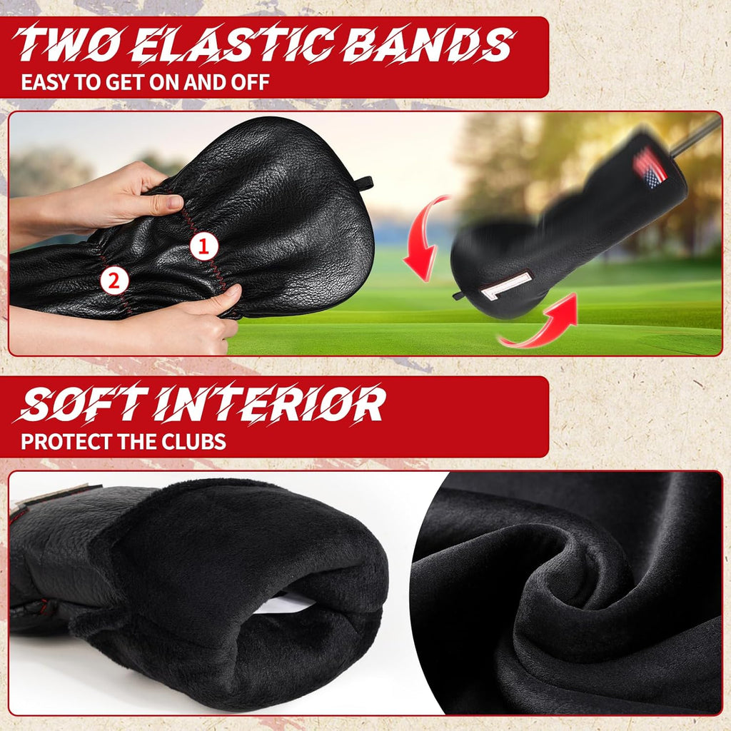 Custom Logo Driver Fairway Hybird Leather Headcovers Soft lining Golf Team Accessories Low MOQ