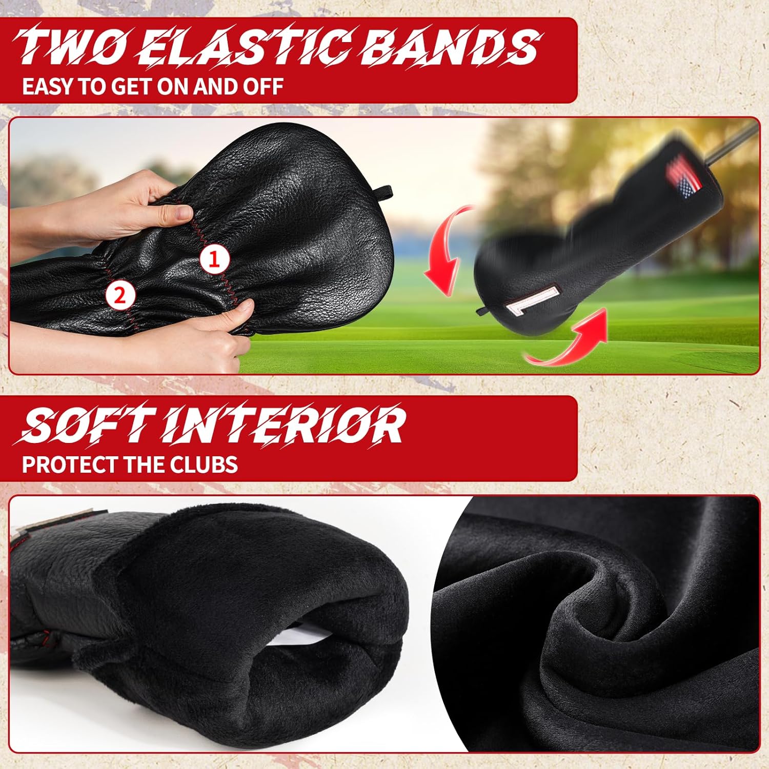 Custom Logo Driver Fairway Hybird Leather Headcovers Soft lining Golf Team Accessories Low MOQ