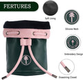 Golf ball pouch features - soft lining drawstring closure silicone mark dark green pink