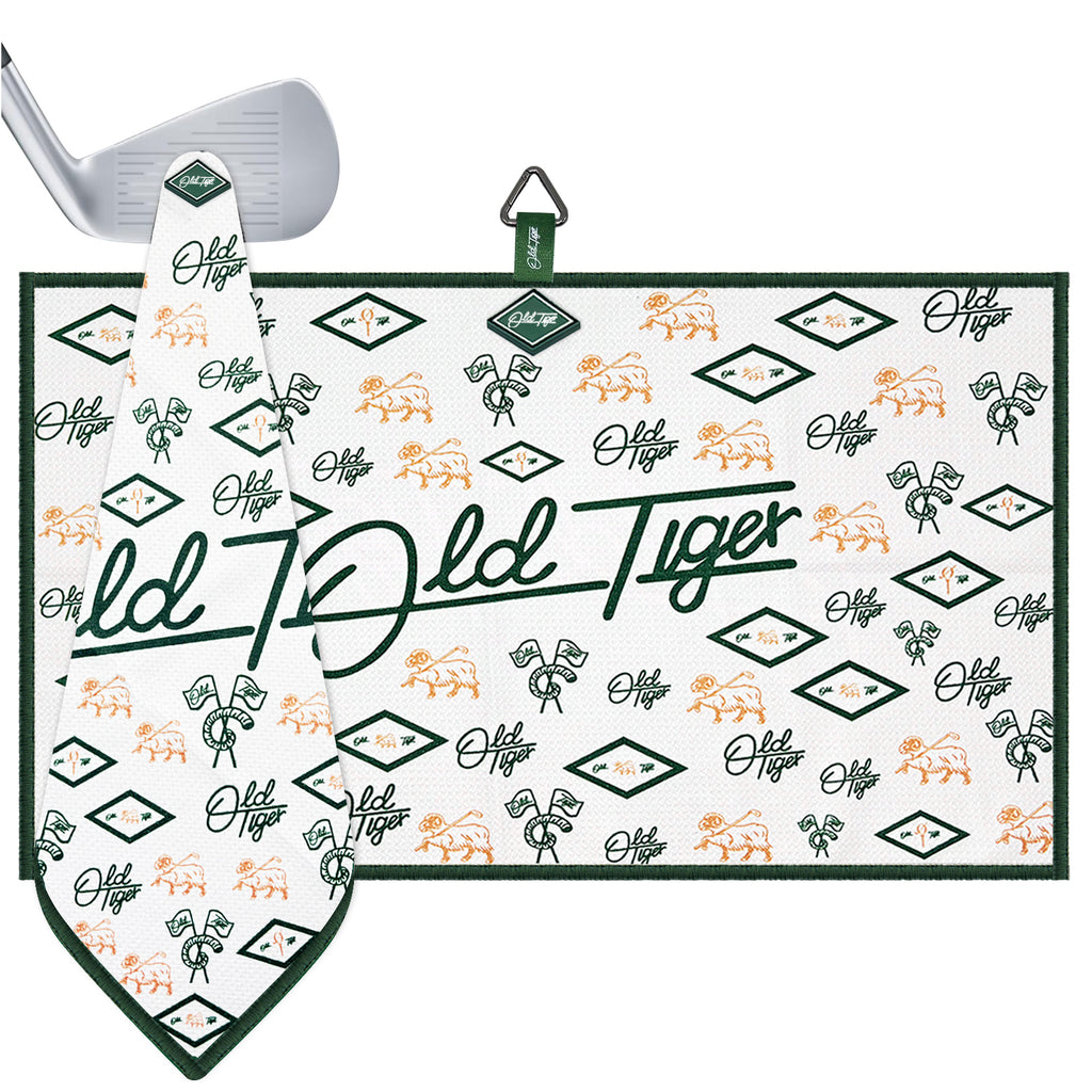 Old Tiger Monogram Print Golf Towel Microfiber Quick Dry Triangle Hook Bag Towel