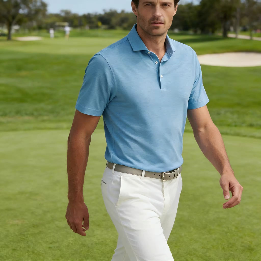 Men's solid golf polo shirt on course bulk supplier