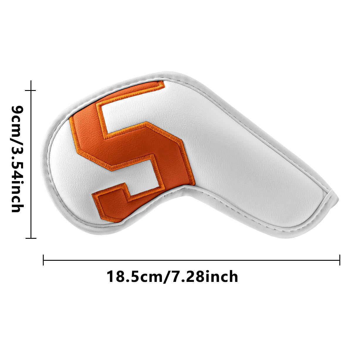 Black PU leather X letter golf putter headcover yellow appliqué front and back view