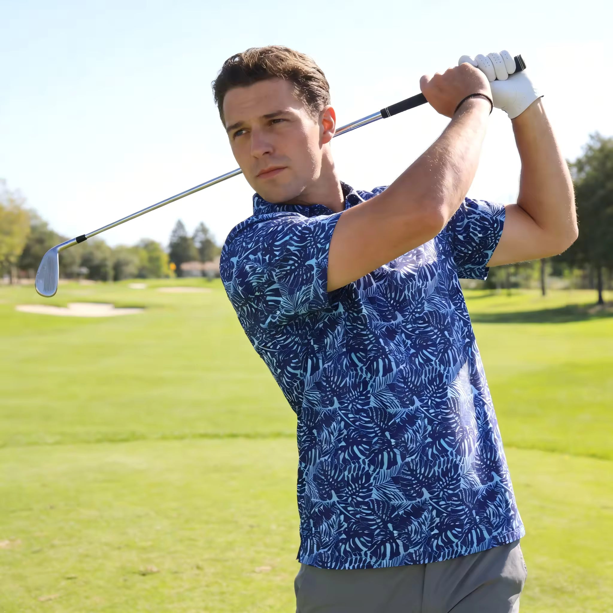 Performance Men's Golf Polo Shirt UPF 50 Solid and Print Styles