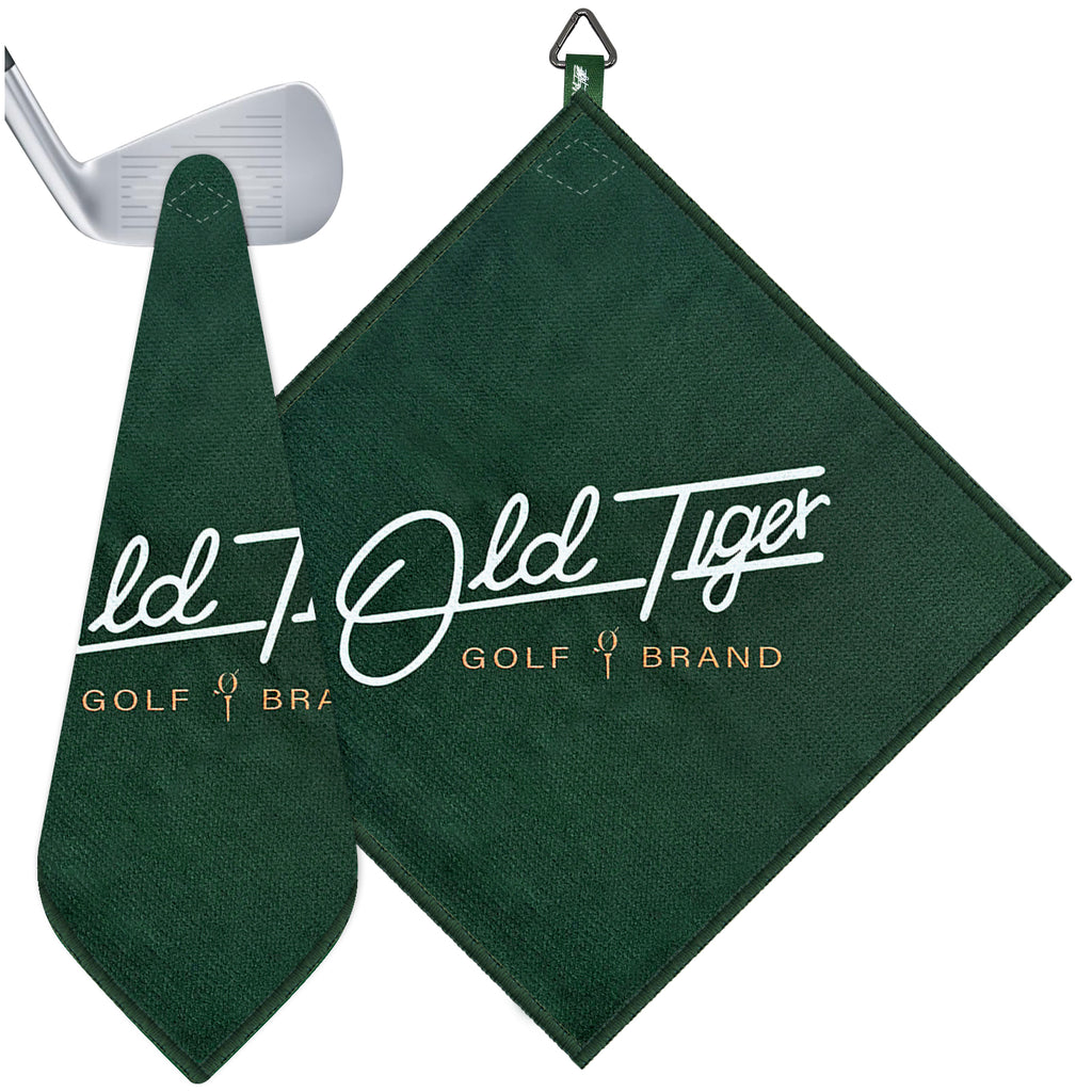 Old Tiger Monogram Print Golf Towel Microfiber Quick Dry Triangle Hook Bag Towel