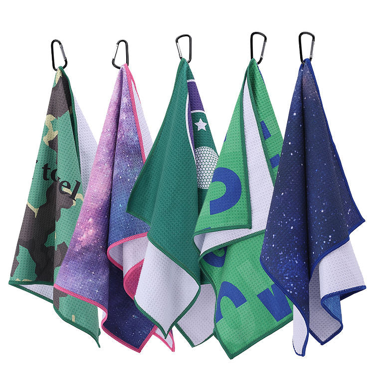 Full Sublimation Print Golf Towel Double Sided Microfiber Custom Logo OEM 40x60cm