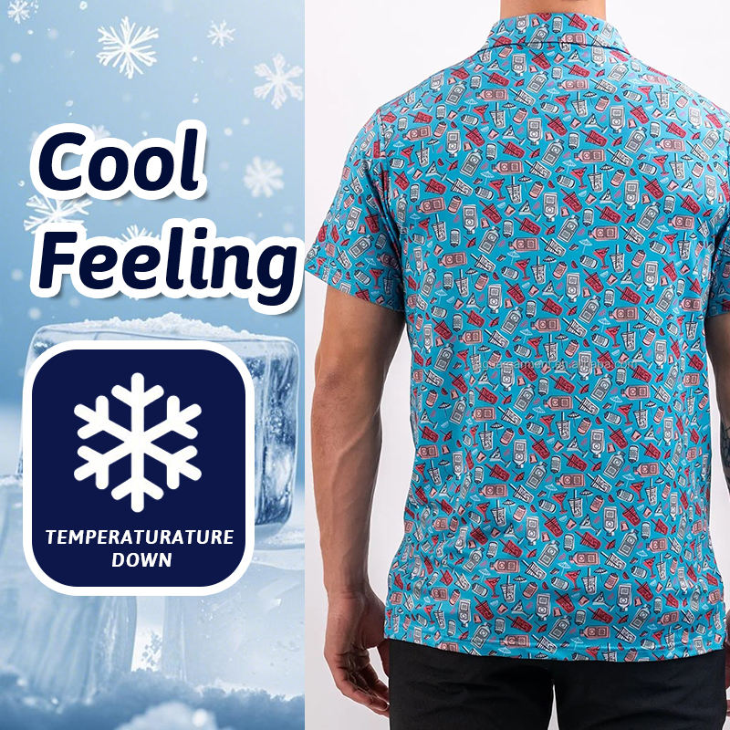 Retro Pop Art Print Golf Polo Shirt UPF 30 Cool Feeling Moisture Wicking