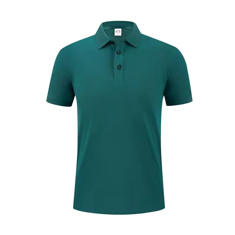 Dark green solid golf polo shirt front view