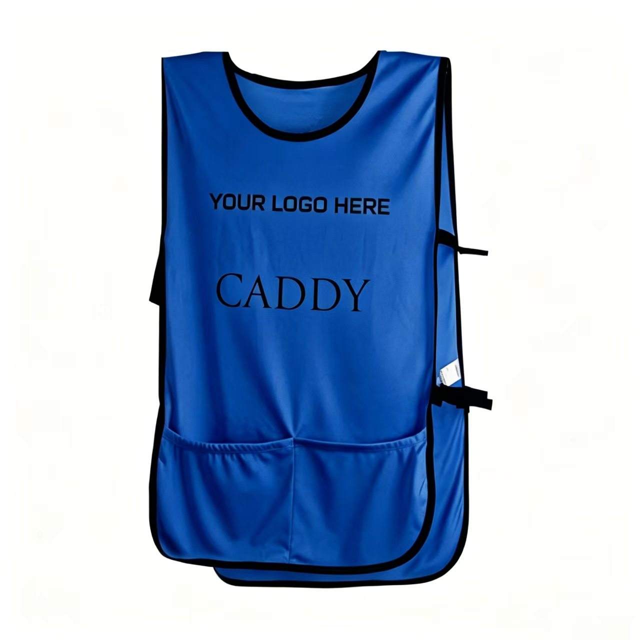 Red solid color golf caddie bib custom logo front view