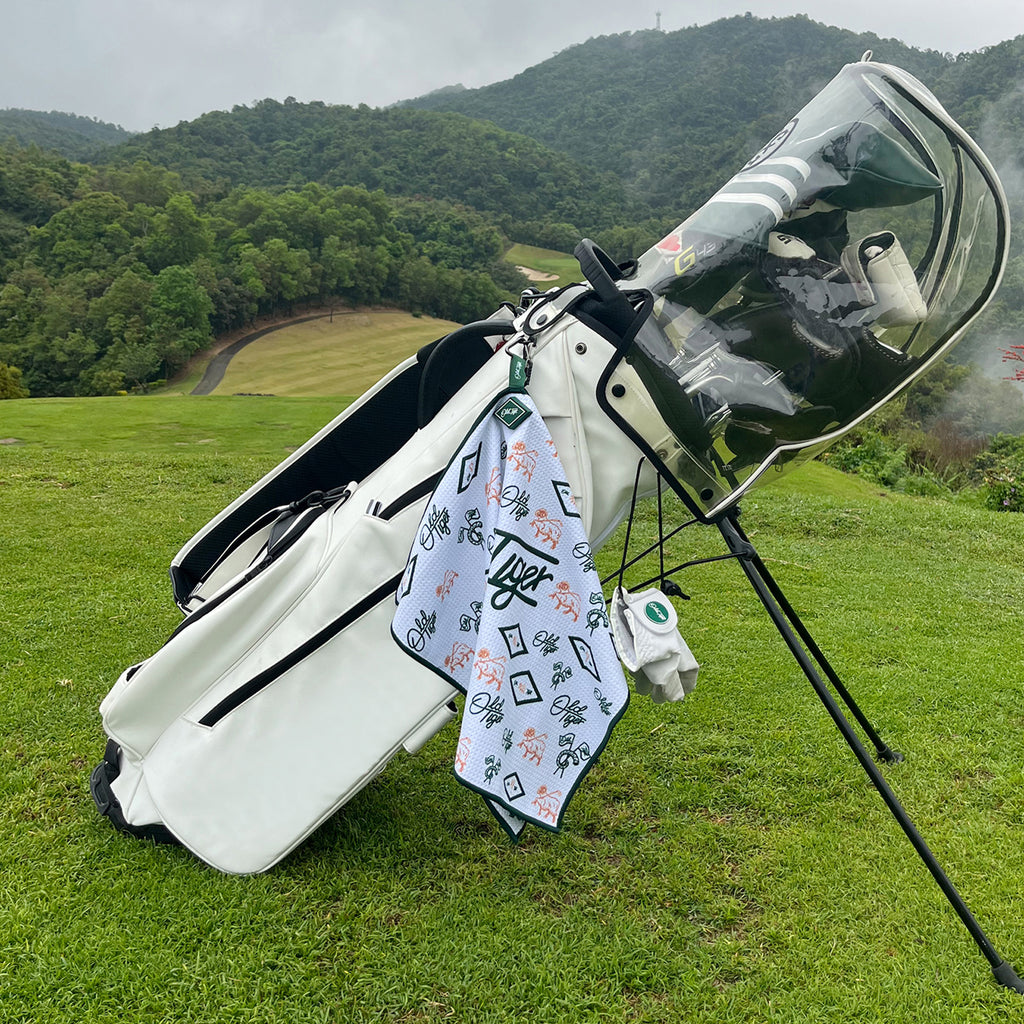 Old Tiger Monogram Print Golf Towel Microfiber Quick Dry Triangle Hook Bag Towel