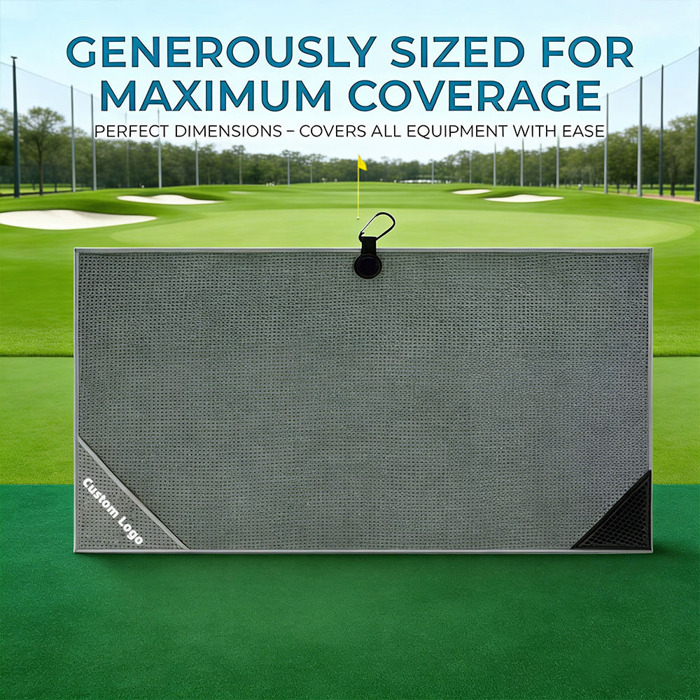 Elite Performance Golf Towel Magnetic Waffle Microfiber Built-in Brush Ball Cleaning Pocket OEM