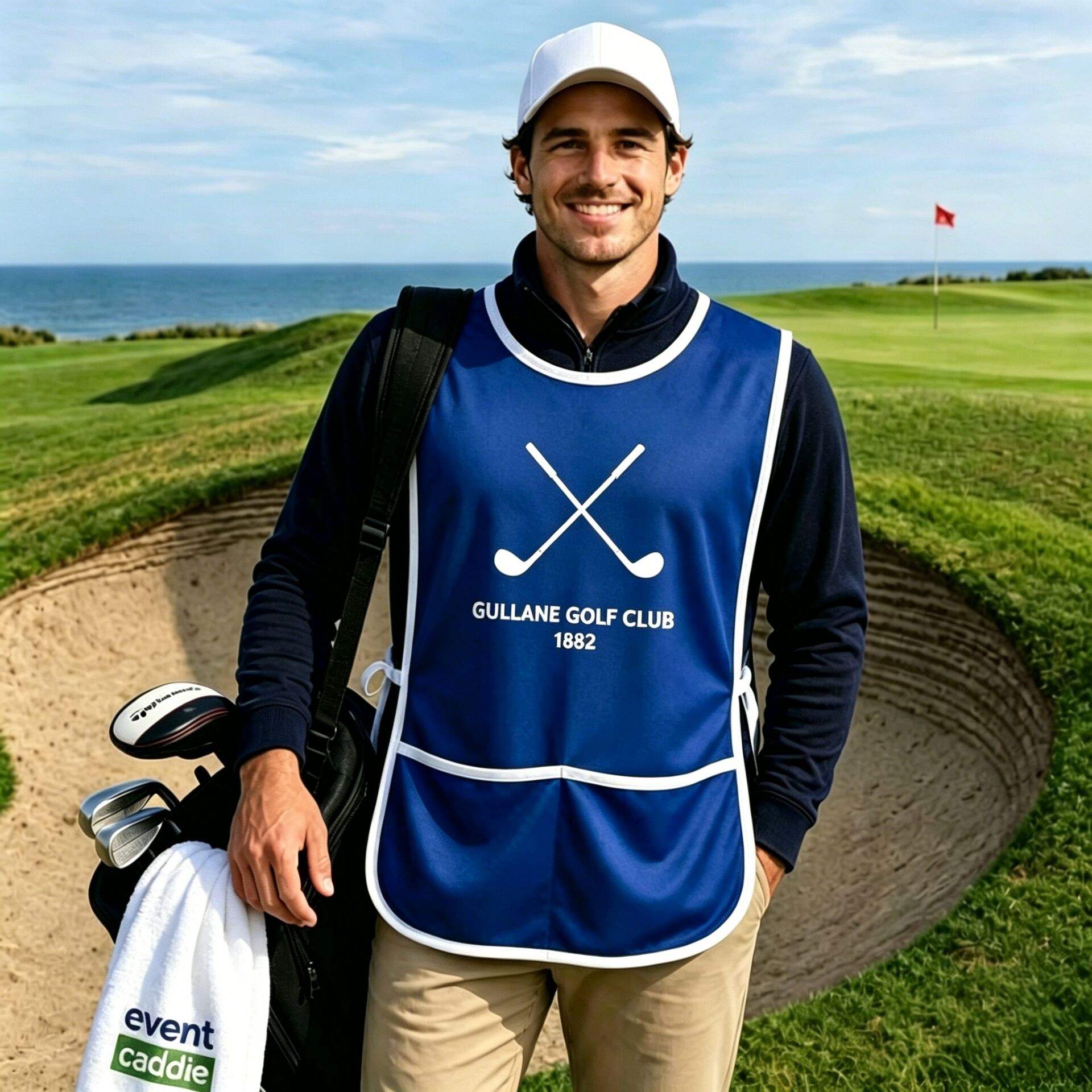 Golf caddie bib mesh fabric color options 12 colors available