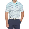 Men's golf polo shirt palm tree print mint front view