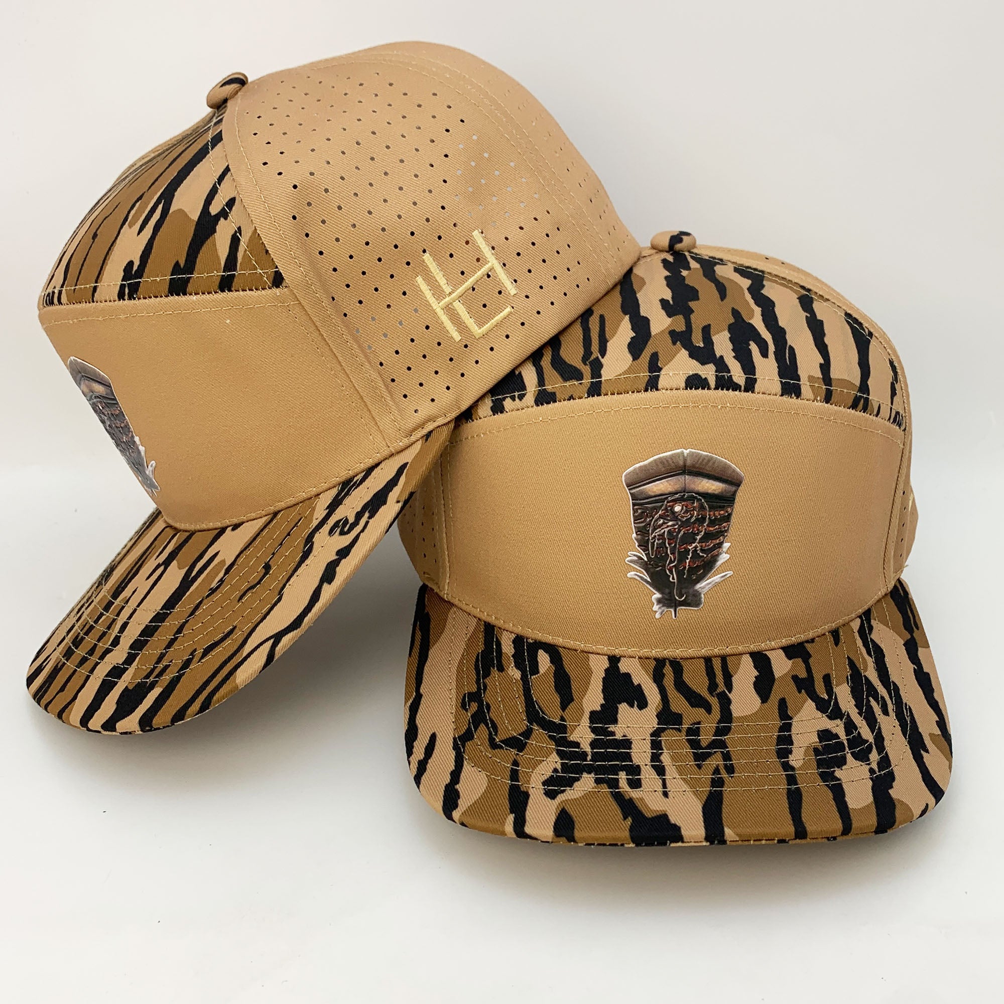 Custom Tiger Camo Trucker Hat with Lion Embroidery