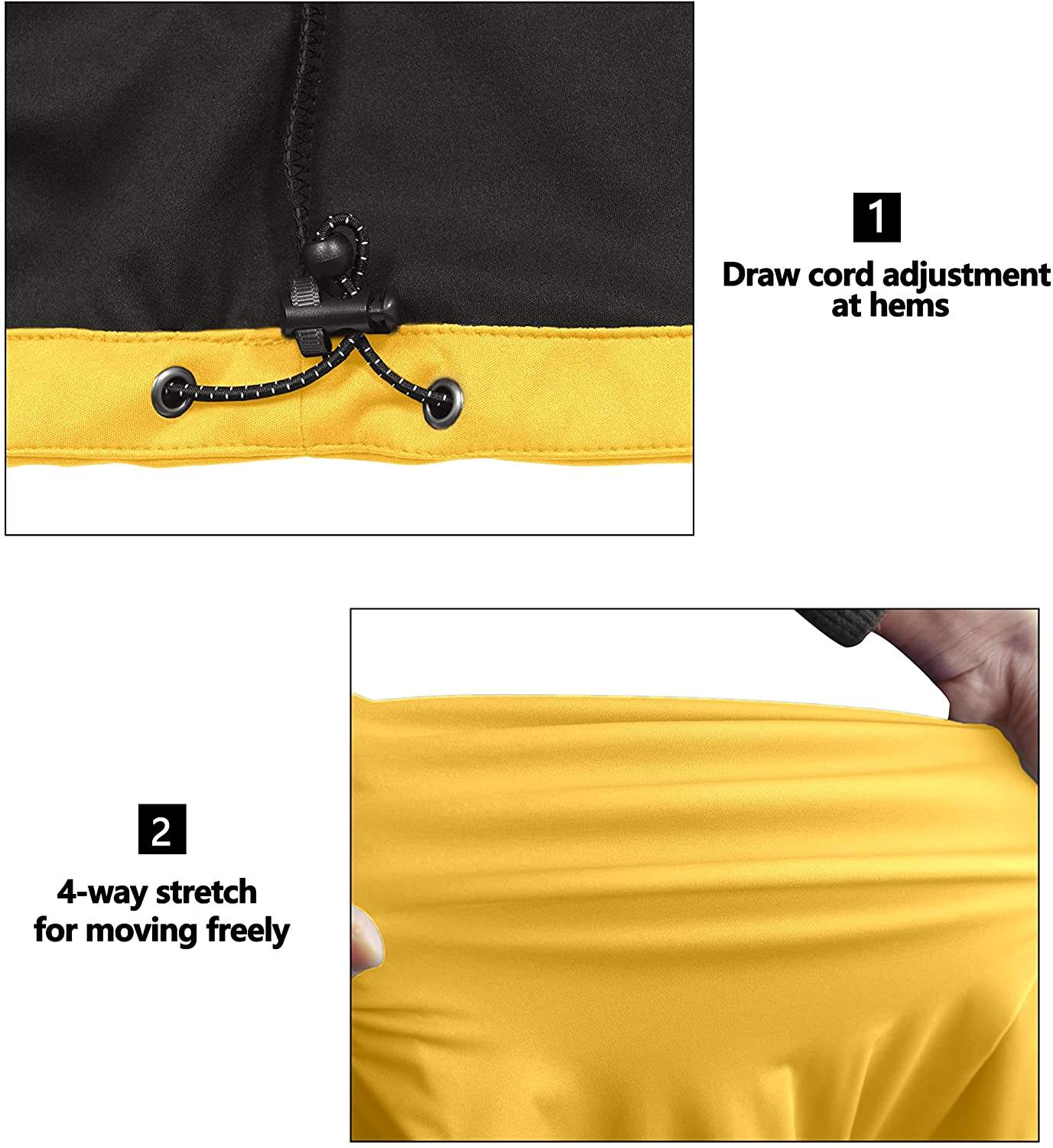 Golf vest detail draw cord hem and 4-way stretch fabric