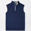Navy quarter zip golf vest front flat lay